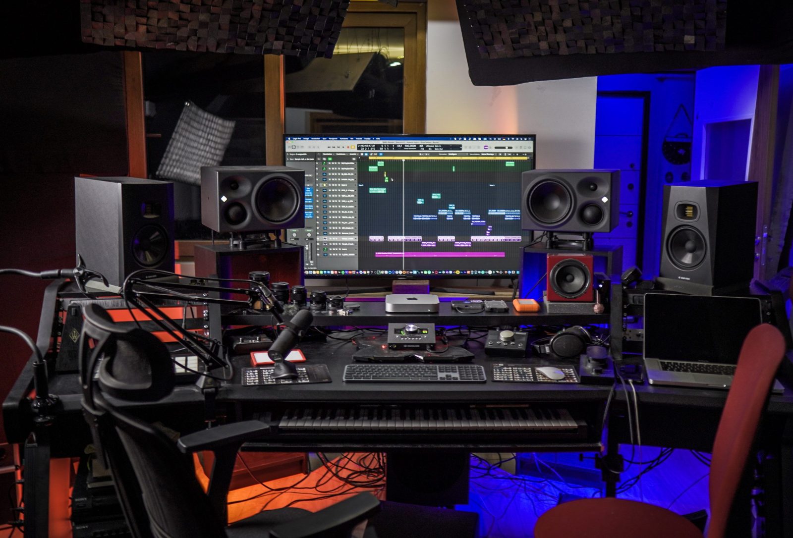 TPY | GR 1877 Studio Control Room — Neumann monitors, Apple Mac Mini and Logic Pro
